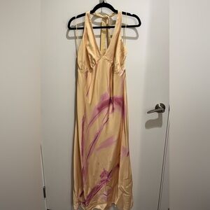 A&F Julia Slip Halter Maxi Dress, Sunny Yellow, Size: XL